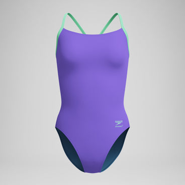 Women's Club Training Solid Flyback 2.0 Swimsuit Purple/Green