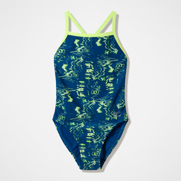 Women's Club Training Printed Turnback Swimsuit Blue/Green