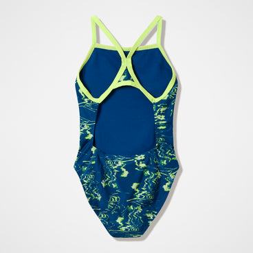 Women's Club Training Printed Turnback Swimsuit Blue/Green