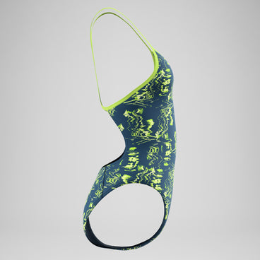 Women's Club Training Printed Turnback Swimsuit Blue/Green
