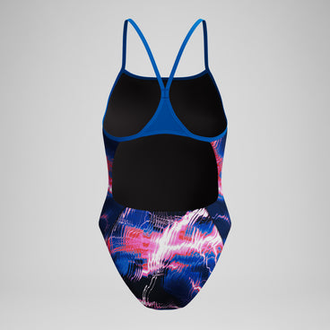 Women's Club Training Printed Turnback Swimsuit Blue/Pink