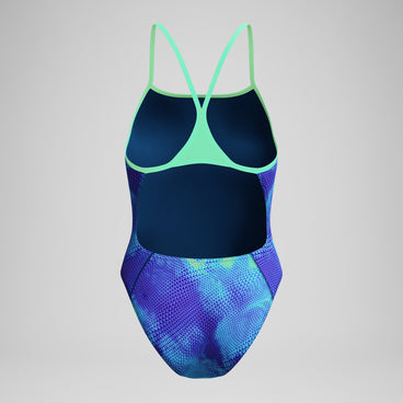 Women's Club Training Printed Turnback Swimsuit Blue