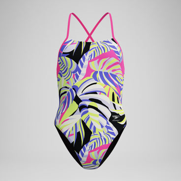 Women's Club Training Printed Tie Back Swimsuit Purple/Pink