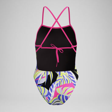 Women's Club Training Printed Tie Back Swimsuit Purple/Pink