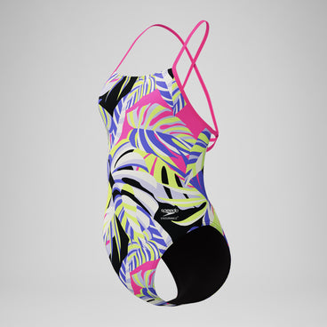 Women's Club Training Printed Tie Back Swimsuit Purple/Pink