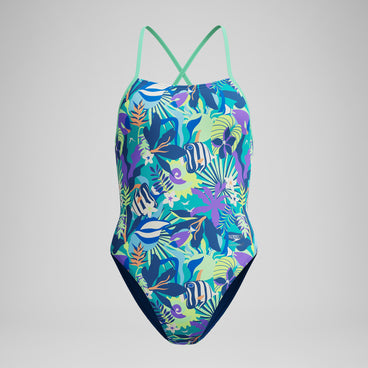 Women's Club Training Printed Tie Back Swimsuit Green