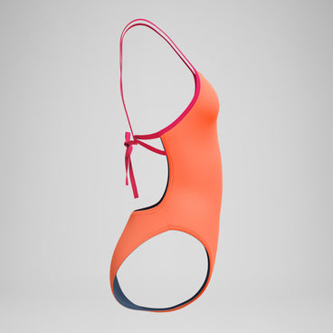 Women's Club Training Solid Tie Back Swimsuit Orange