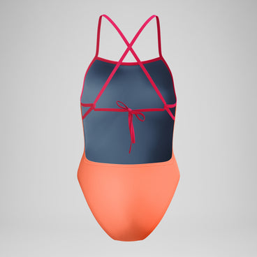 Women's Club Training Solid Tie Back Swimsuit Orange