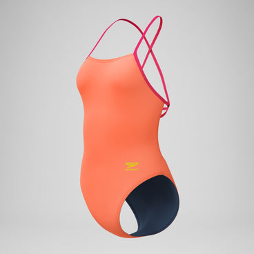 Women's Club Training Solid Tie Back Swimsuit Orange