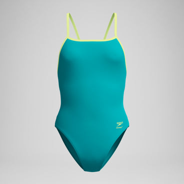 Women's Club Training Solid Tri Back Swimsuit Green/Yellow