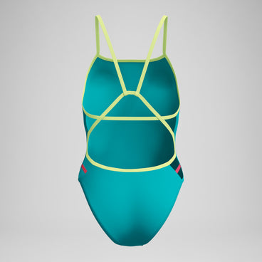 Women's Club Training Solid Tri Back Swimsuit Green/Yellow