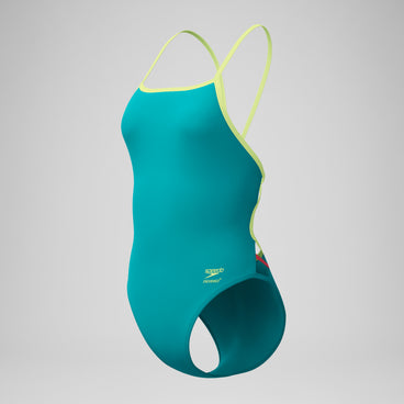 Women's Club Training Solid Tri Back Swimsuit Green/Yellow
