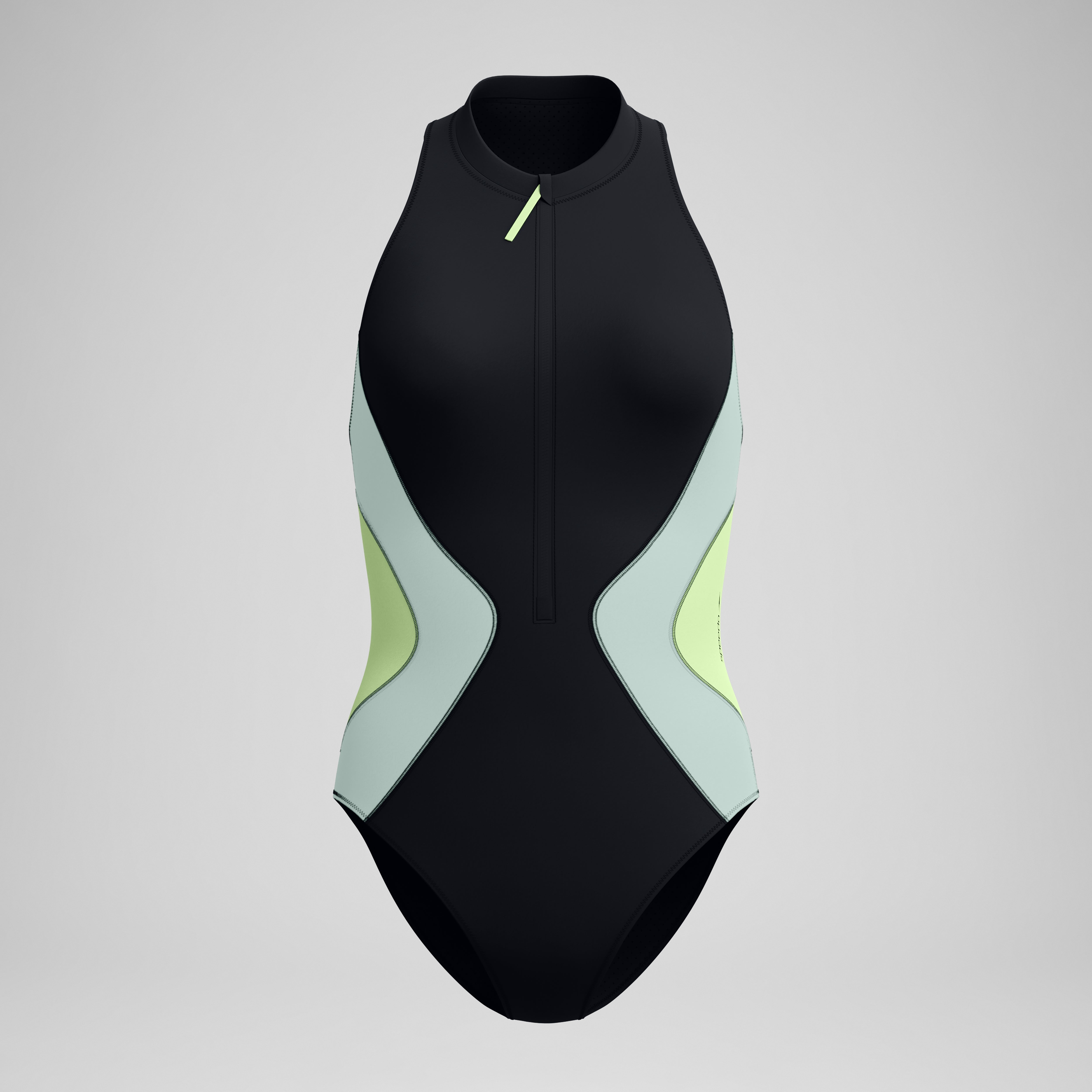 Women's Ocean Flex Zip One Piece Black/Green | Speedo