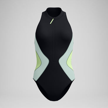 Women's Ocean Flex Zip One Piece Black/Green