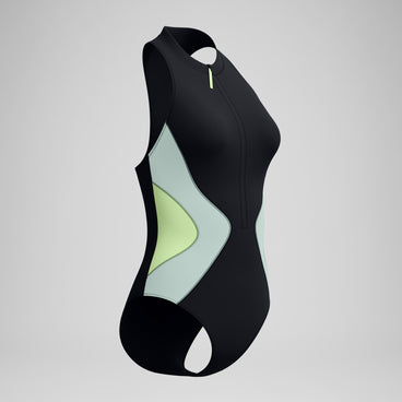 Women's Ocean Flex Zip One Piece Black/Green