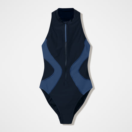 Women's Ocean Flex Zip Swimsuit Black/Blue