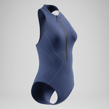 Women's Ocean Flex Zip Swimsuit Grey/Blue