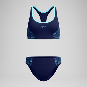 Women's Placement Racerback Bikini Set Navy/Blue