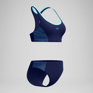 Women's Placement Racerback Bikini Set Navy/Blue