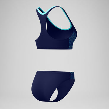 Women's Placement Racerback Bikini Set Navy/Blue