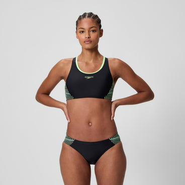 Women's Placement Racerback Bikini Set Black/Green