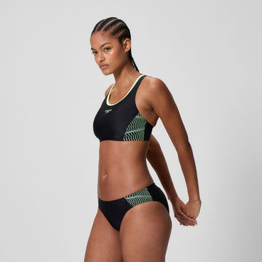 Women's Placement Racerback Bikini Set Black/Green