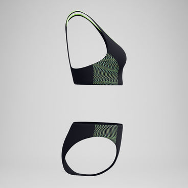 Women's Placement Racerback Bikini Set Black/Green