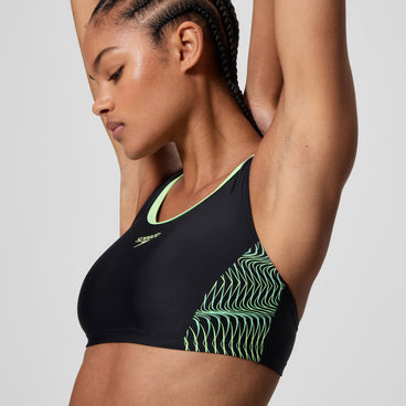 Women's Placement Racerback Bikini Set Black/Green