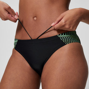 Women's Placement Racerback Bikini Set Black/Green