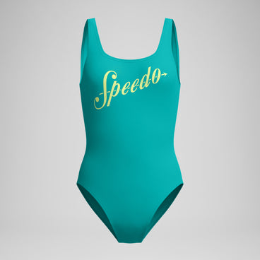 Women's Logo Square Back Swimsuit Turquoise