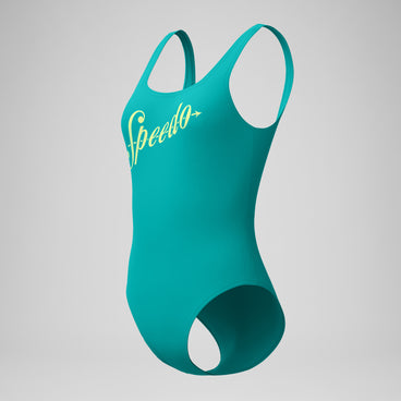 Women's Logo Square Back Swimsuit Turquoise