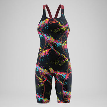 Female Fastskin HyperSpark Printed Openback Kneeskin Black/Red