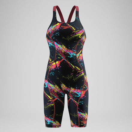 Female Fastskin HyperSpark Printed Openback Kneeskin Black/Red