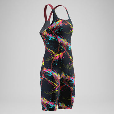 Female Fastskin HyperSpark Printed Openback Kneeskin Black/Red