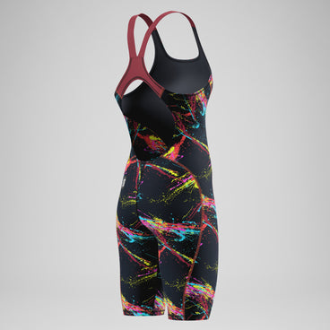 Female Fastskin HyperSpark Printed Openback Kneeskin Black/Red