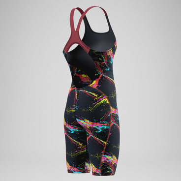 Female Fastskin HyperSpark Printed Openback Kneeskin Black/Red