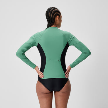 Women's Ocean Flex Long Sleeve Zip Rashguard Green