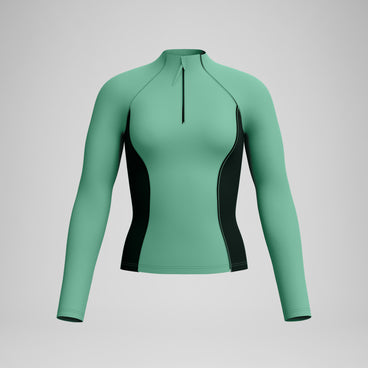 Women's Ocean Flex Long Sleeve Zip Rashguard Green