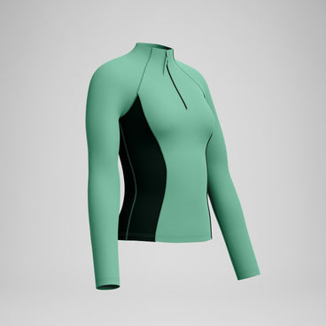 Women's Ocean Flex Long Sleeve Zip Rashguard Green