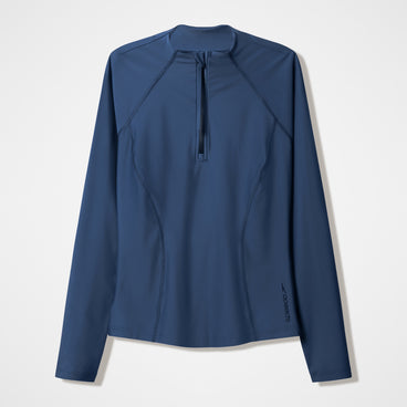 Women's Ocean Flex Long Sleeve Zip Rashguard Gray/Blue