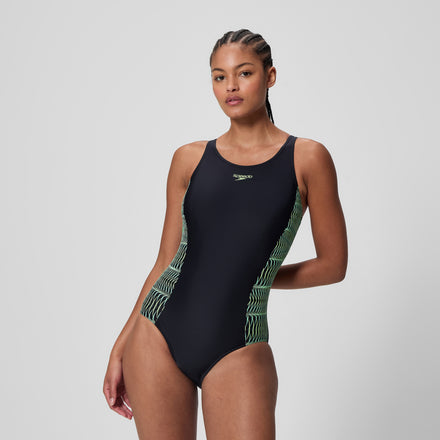 Women's Placement Medalist Swimsuit Black/Green