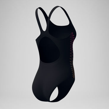 Women's Placement Muscleback Swimsuit Black/Orange