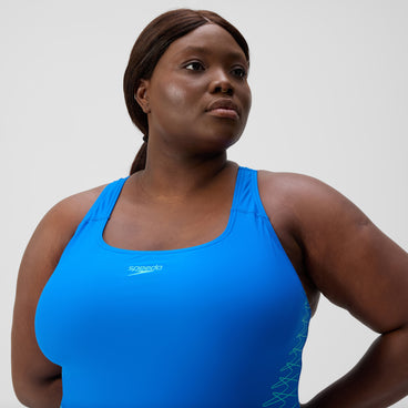 Women's Plus Size Placement Medalist Swimsuit Blue