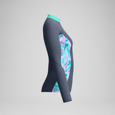 Women's Long Sleeve Rashguard Grey/Turquoise