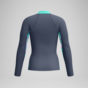 Women's Long Sleeve Rashguard Grey/Turquoise