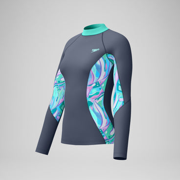 Women's Long Sleeve Rashguard Grey/Turquoise