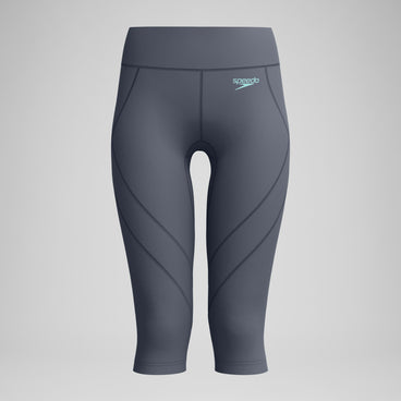 Women's Solid Panel 3/4 Leggings Grey