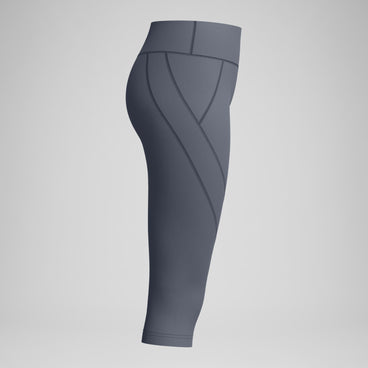 Women's Solid Panel 3/4 Leggings Grey