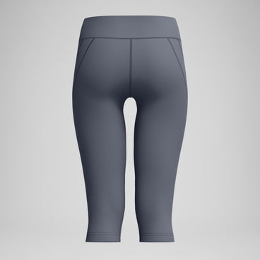 Women's Solid Panel 3/4 Leggings Grey