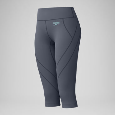 Women's Solid Panel 3/4 Leggings Grey